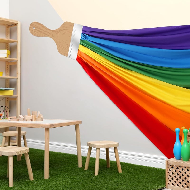 Mindsoft 85 Inches 3D Art Painting Classroom Wall Decor Rainbow Bulletin Board Decorations Set DIY Paint Brush Cutout Rainbow Cloth Back to School Decorations for First Day of School Chalkboard Wall - Image 4